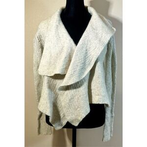 360 Cashmere Wool/Cashmere Blend Ruffle Collared Open Front Women's Cardigan XS